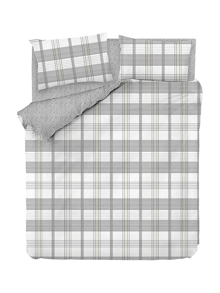 Colorful Cotton Renforcé-Bettwäsche-Set "My Home" In Weiß/ Grau 4 Colorful Cotton Renforcé-Bettwäsche-Set "My Home" In Weiß/ Grau – Bild 2