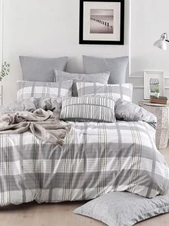 Colorful Cotton Renforcé-Bettwäsche-Set "My Home" In Weiß/ Grau