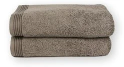 Freundin Home Collection 2er Set: Walkfrottier Handtuch "HOME" In Taupe - (L) 100 X (B) 50 Cm