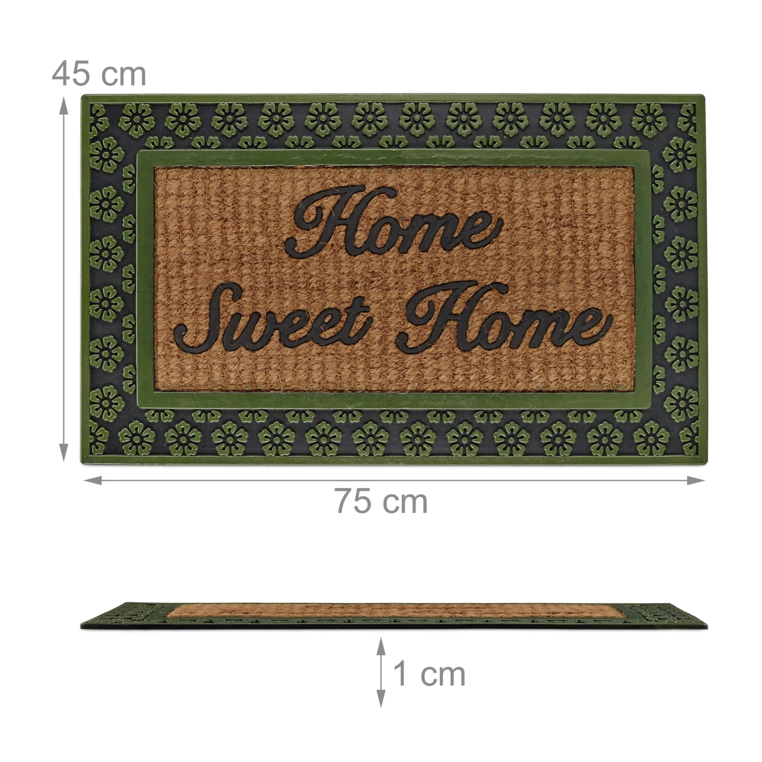 Relaxdays Fußmatte "Home Sweet Home" In Natur/ Grün - (B)45 X (T)75 Cm 6 Relaxdays Fußmatte "Home Sweet Home" In Natur/ Grün - (B)45 X (T)75 Cm – Bild 4