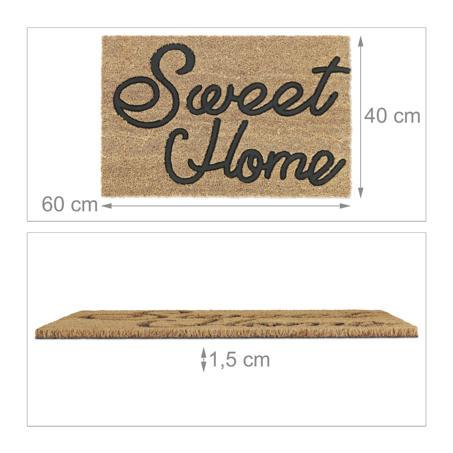 Relaxdays Fußmatte "Sweet Home" In Natur/ Schwarz - (B)60 X (T)40 Cm 6 Relaxdays Fußmatte "Sweet Home" In Natur/ Schwarz - (B)60 X (T)40 Cm – Bild 4