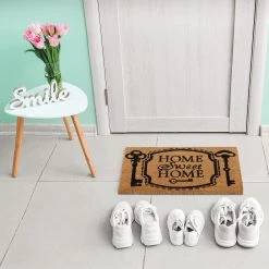 Relaxdays Kokos-Fußmatte "Home" In Natur/ Schwarz - (L)40 X (B)60 Cm -Schiesser Shop relaxdays kokos fussmatte home in natur schwarz l 40 x b 60 cm 1