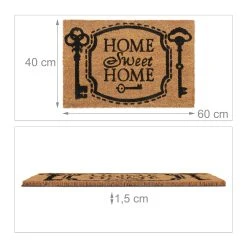 Relaxdays Kokos-Fußmatte "Home" In Natur/ Schwarz - (L)40 X (B)60 Cm -Schiesser Shop relaxdays kokos fussmatte home in natur schwarz l 40 x b 60 cm 3