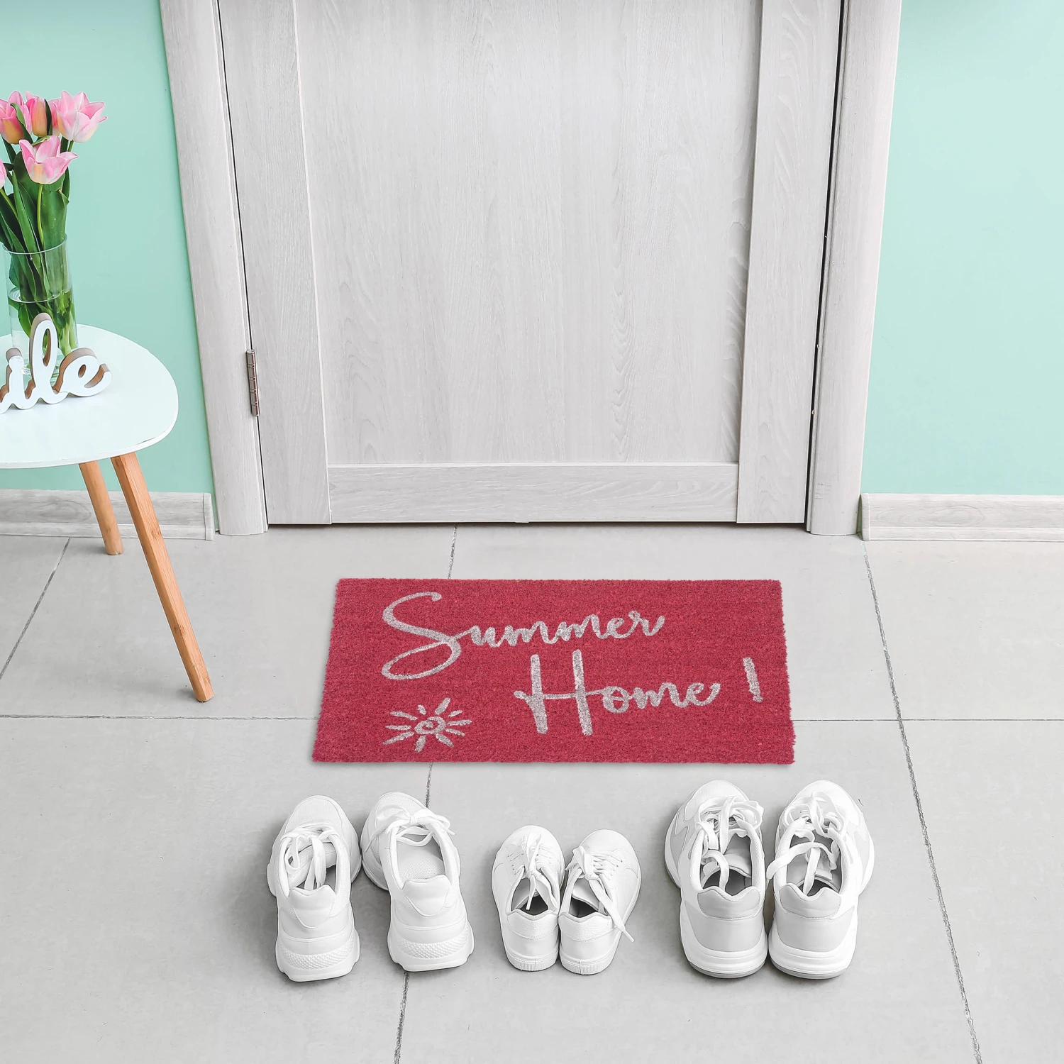Relaxdays Kokos-Fußmatte "Summer Home" In Pink/ Weiß - (B)60 X (T)40 Cm 4 Relaxdays Kokos-Fußmatte "Summer Home" In Pink/ Weiß - (B)60 X (T)40 Cm – Bild 2